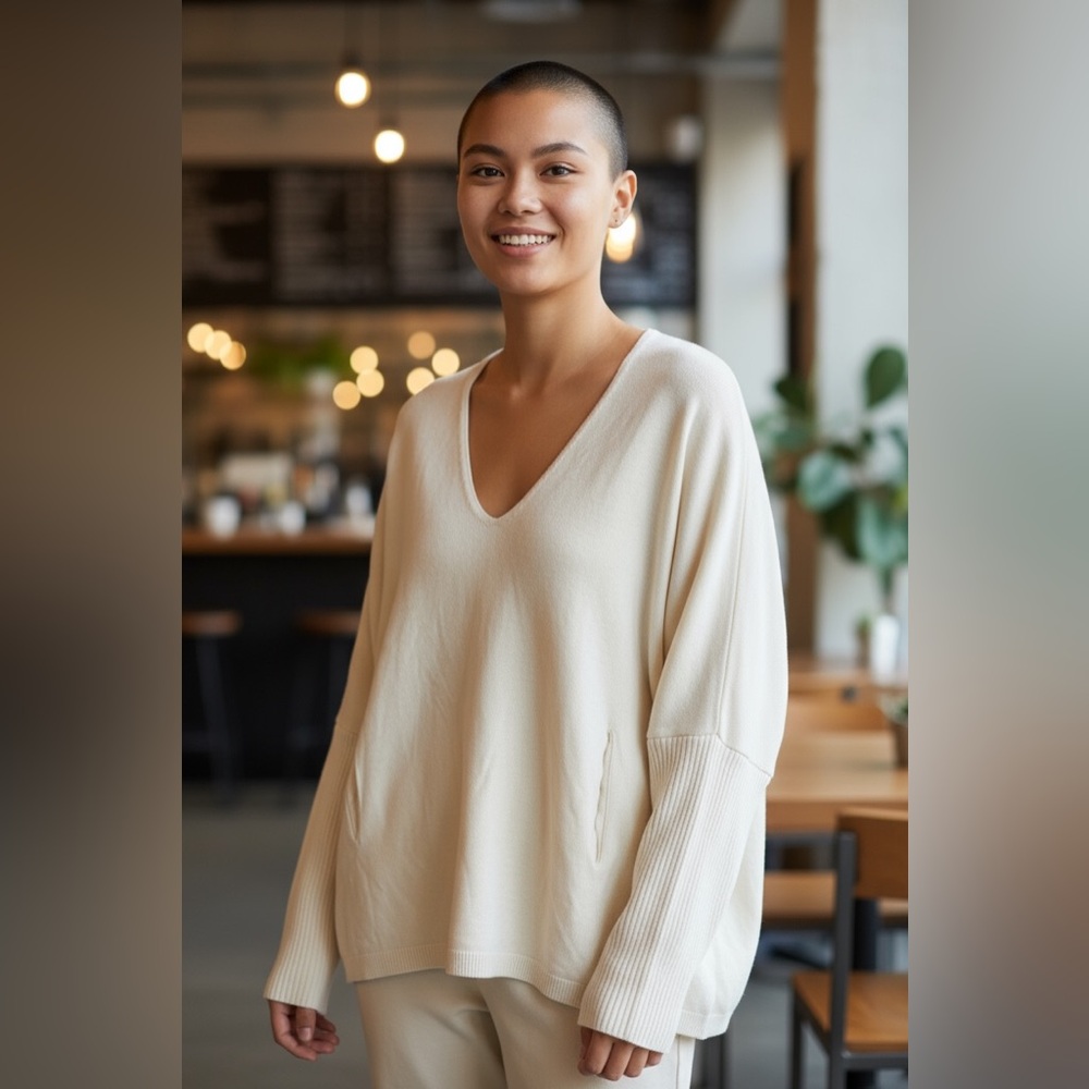 Babaton Cream V-Neck Sweater